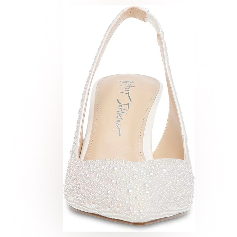 Blue by Betsey Johnson White Crystal Slingback Heels - Picture 2 of 9